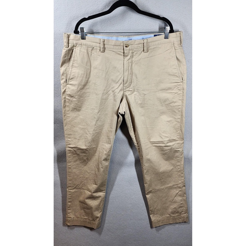 Polo Ralph Lauren Chino Pants Mens 38x29 Khaki Stretch Straight‎ Fit Flat Front